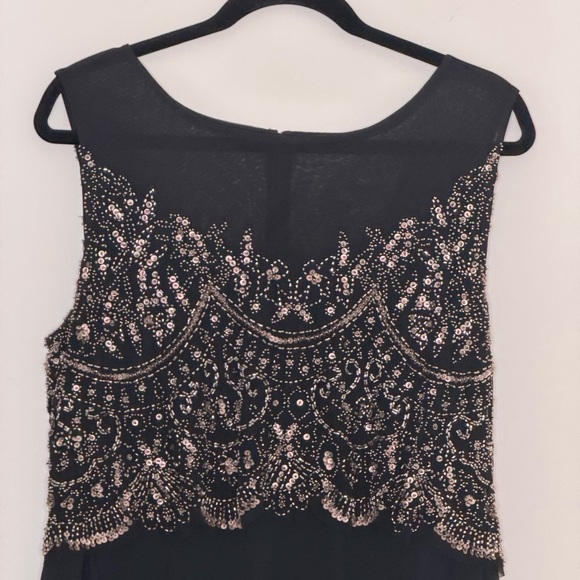 BASIX BLACK LABEL Elegant black evening gown with beaded illusion bodice Size 14 - Picture 5 of 16